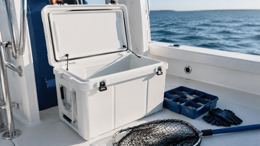 fishing cooler and gear