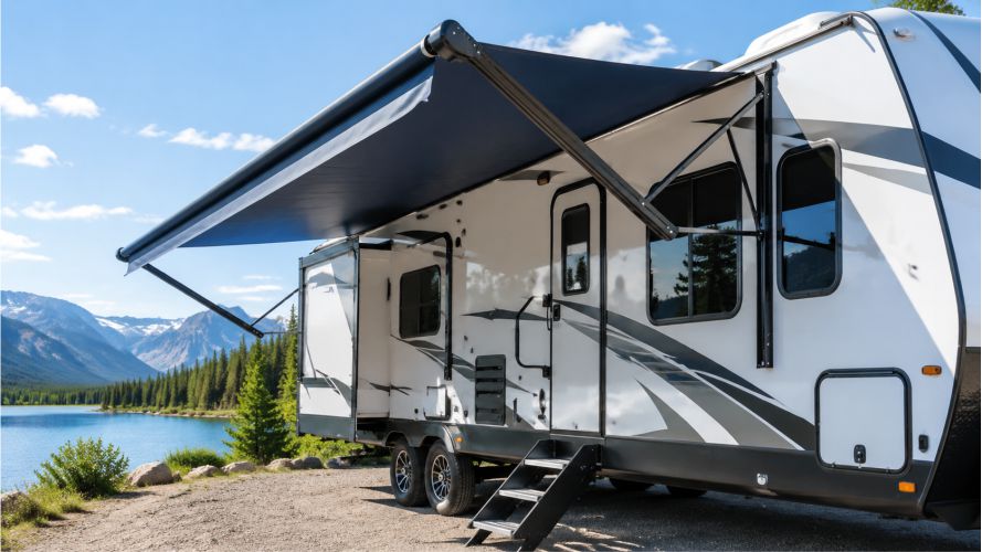 Motorhome parked outdoors representing RV and camper cleaning